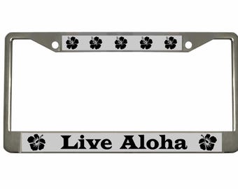 Live Aloha with Hibiscus Flower Designed Metal Car License Plate Frame Auto Tag Holder/Car Accessories