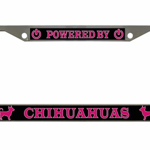 Powered by Chihuahuas Style Metal License Plate Frame Personalise/Car Accessories Car Tag Holder Cover