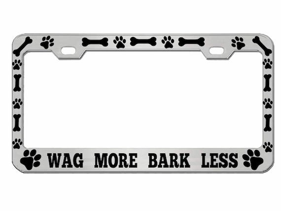 Personalized Dog Paws License Plate Frame - Custom Text Metal Cover For Dog Lovers (Fits 12x6 Inch Plates)