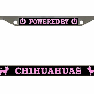 Powered by Chihuahuas Style Metal License Plate Frame Personalise/Car Accessories Car Tag Holder Cover