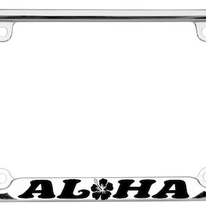 Aloha Hawaii Hibiscus Floral Flowers Style Palm Tree Heavy Duty Metal License Plate Frame Auto License Plate Frame/Car Accessories