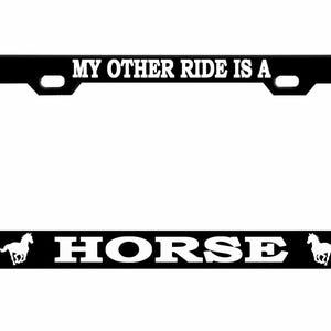 My other Ride is a Horse Style Metal License Plate Frame Personalise/Car Accessories Car Tag Holder Cover