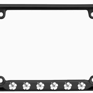 Hibiscus Floral Flowers Style Palm Tree Heavy Duty Metal License Plate Frame Auto License Plate Frame/Car Accessories