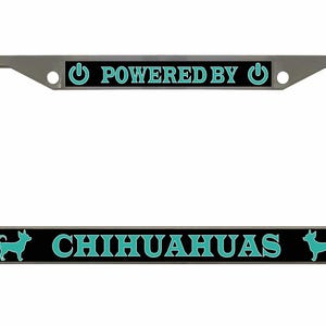 Powered by Chihuahuas Style Metal License Plate Frame Personalise/Car Accessories Car Tag Holder Cover
