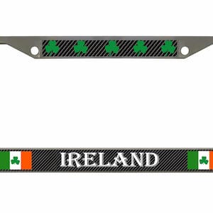 Ireland Flag Irish Country Designed Metal Car License Plate Frame Auto Tag Holder/Car Accessories (Carbon)