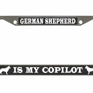 Cão pastor alemão é meu copiloto CÃO Moldura de placa/Acessórios para carro Suporte de etiqueta de carro Carbono/Cromo