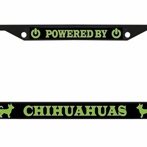 Powered by Chihuahuas Style Metal License Plate Frame Personalise/Car Accessories Car Tag Holder Cover