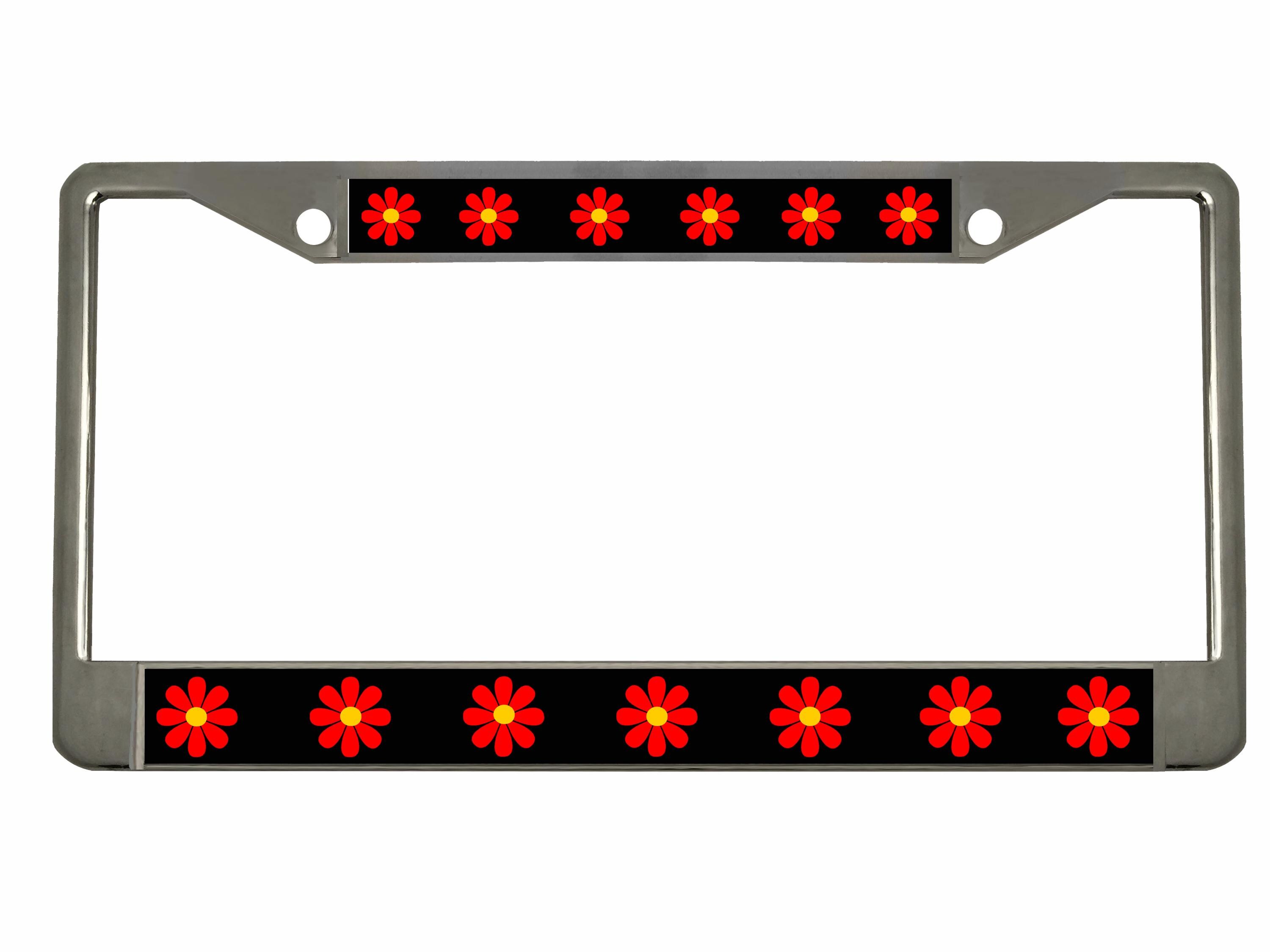 Daisy Flower Design Metal License Plate Frame Personalized / Car