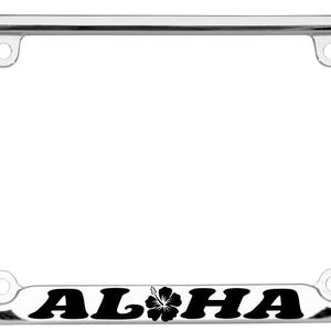 Aloha Hawaii Hibiscus Floral Flowers Design Palm Tree Metal License Plate Frame/Car Accessories Car Tag Holder Cover
