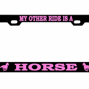 My other Ride is a Horse Style Metal License Plate Frame Personalise/Car Accessories Car Tag Holder Cover