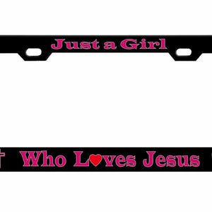 Just A Girl Who Loves Jesus Style Metal License Plate Frame Personalise/Car Accessories Car Tag Holder Cover