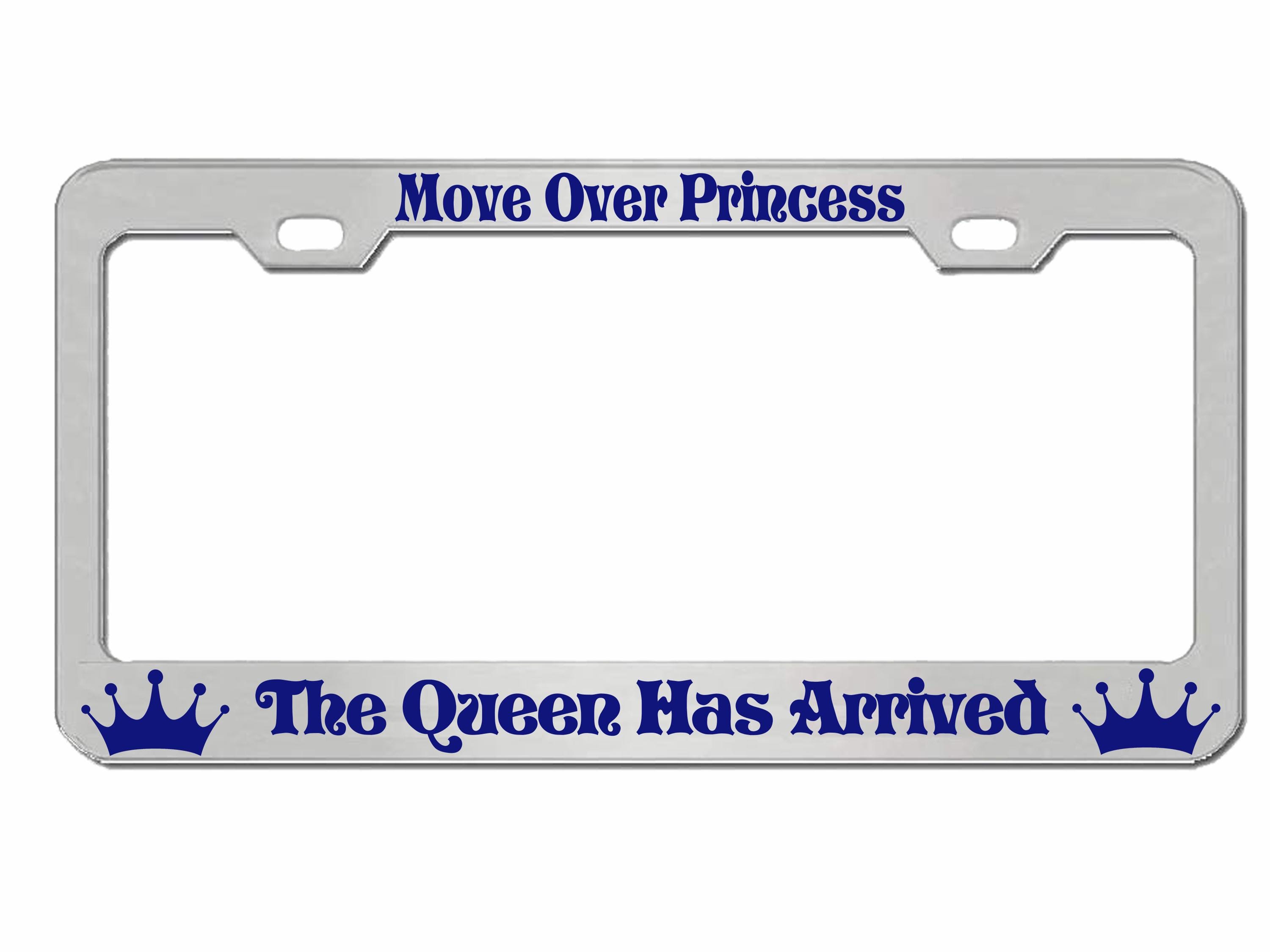 Move Over Princess Style Metal License Plate Frame Personalized