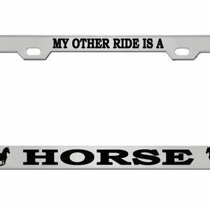 My other Ride is a Horse Style Metal License Plate Frame Personalise/Car Accessories Car Tag Holder Cover