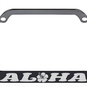 Aloha Hawaii Hibiscus Floral Flowers Design Palm Tree Metal License Plate Frame/Car Accessories Car Tag Holder Cover