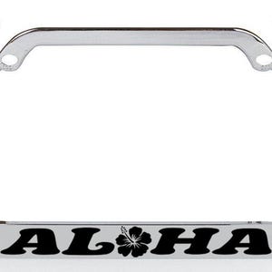 Aloha Hawaii Hibiscus Floral Flowers Design Palm Tree Metal License Plate Frame/Car Accessories Car Tag Holder Cover
