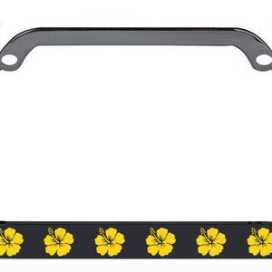 Hibiscus Floral Flowers Style Palm Tree Heavy Duty Metal License Plate Frame Auto License Plate Frame/Car Accessories
