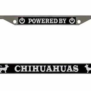 Powered by Chihuahuas Style Metal License Plate Frame Personalise/Car Accessories Car Tag Holder Cover