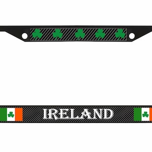 Ireland Flag Irish Country Designed Metal Car License Plate Frame Auto Tag Holder/Car Accessories (Carbon)