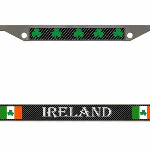 Ireland Flag Irish Country Designed Metal Car License Plate Frame Auto Tag Holder/Car Accessories (Carbon)