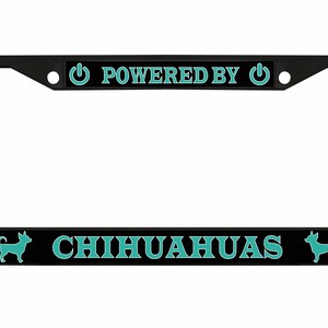 Powered by Chihuahuas Style Metal License Plate Frame Personalise/Car Accessories Car Tag Holder Cover