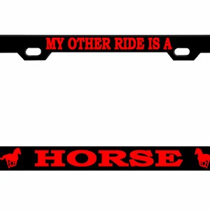 My other Ride is a Horse Style Metal License Plate Frame Personalise/Car Accessories Car Tag Holder Cover