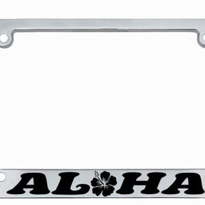 Aloha Hawaii Hibiscus Floral Flowers Design Palm Tree Metal License Plate Frame/Car Accessories Car Tag Holder Cover