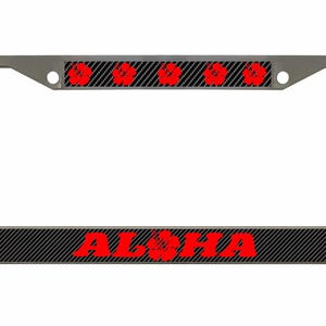 Aloha Hawaii Hibiscus Floral Flowers Design Metal License Plate Frame Auto License Plate Frame/Car Accessories (Carbon)