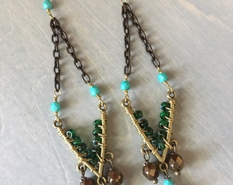 Forest triangle earrings