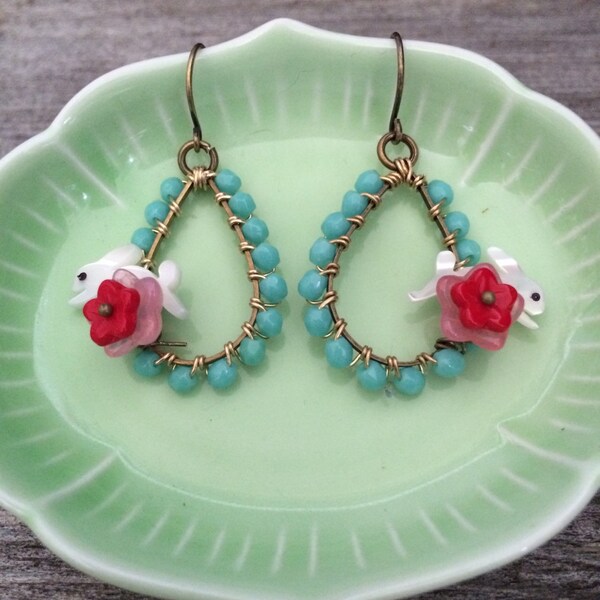 rabbit in the poppy field earrings