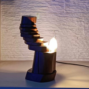 Handmade Wooden Table Lamp: Rustic Tree Trunk Bedside Light