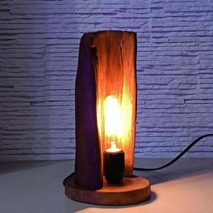 Handmade Solid Wood Table Lamp: Rustic Tree Trunk Bedside Light