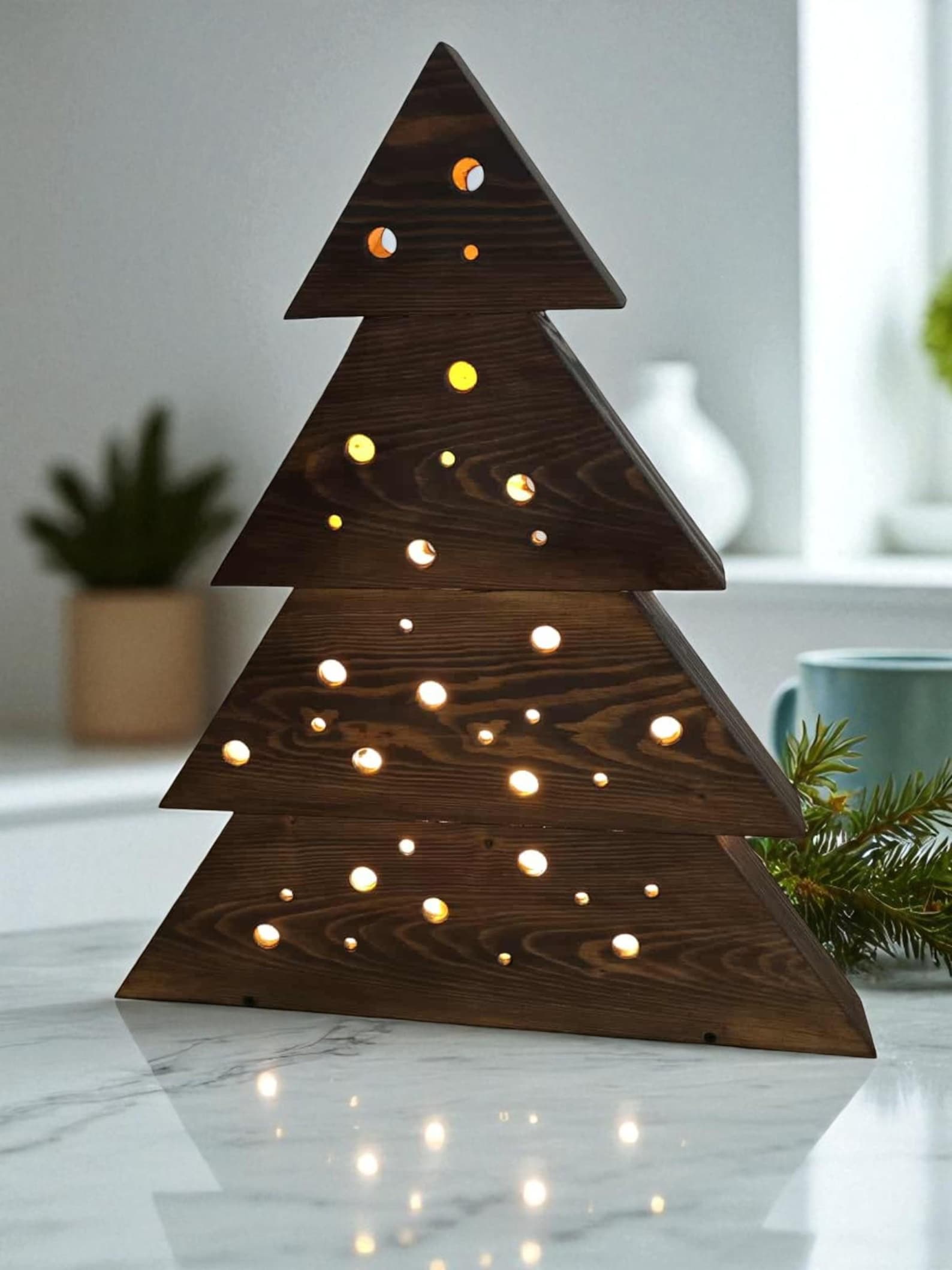 Rustic Light-up Wooden Tree – Nordic Christmas Home Decor - Etsy UK