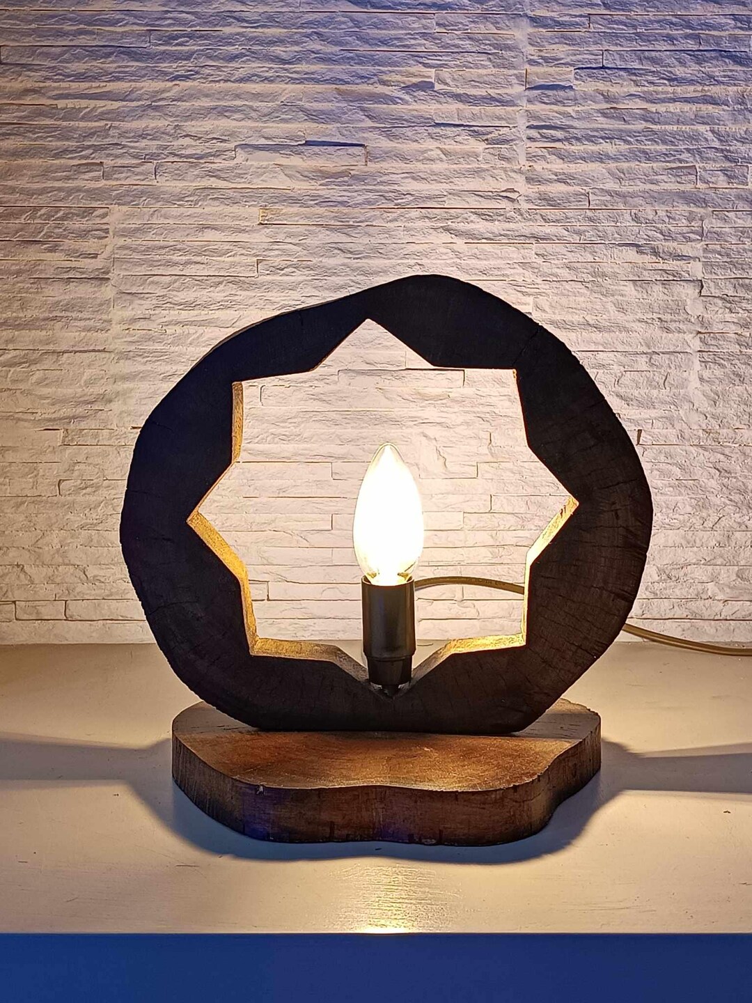 Wooden Table Lamp, Small Table Lamp, Solid Wood Night Light, Bedside ...