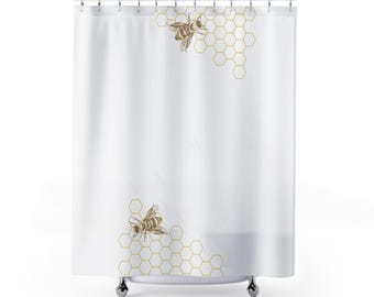 Bienen Duschvorhang: Bienenwabe Print, Natur Inspiriert
