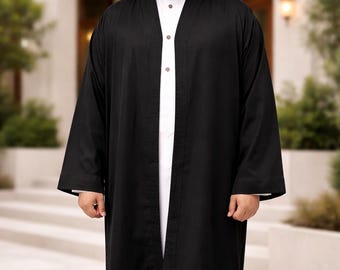 Turkish style overcoat men v-neck robe Jubbah One-Size
