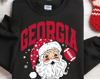 Santa Claus retro Georgia Football digital file | Christmas Georgia football png |  Football Fan gift | Soccer Team