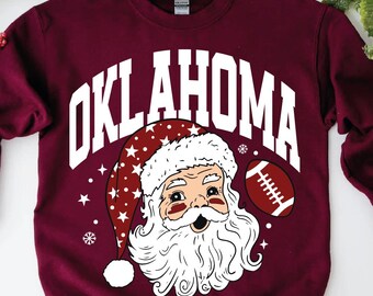 Santa Claus retro Oklahoma Football digital file | Christmas Oklahoma football png |  Football Fan gift | Soccer Team