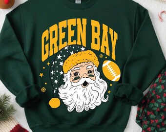 Santa Claus retro Green Bay Football digital file | Christmas Green Bay football png |  Football Fan gift | Soccer Team