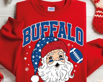 Santa Claus retro Buffalo Football digital file | Christmas Buffalo football png |  Football Fan gift | Soccer Team