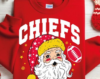 Santa Claus retro Kansas City Football digital file | Christmas Kansas City football png |  Football Fan gift | Soccer Team