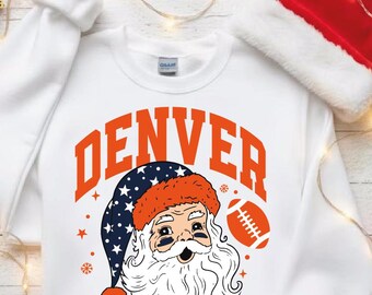 Santa Claus retro Denver Football digital file | Christmas Denver football png |  Football Fan gift | Soccer Team