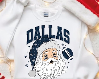 Santa Claus retro Dallas Football digital file | Christmas Dallas football png |  Football Fan gift | Soccer Team