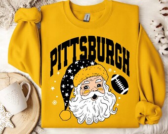 Santa Claus retro Pittsburgh Football digital file | Christmas Pittsburgh football png |  Football Fan gift | Soccer Team