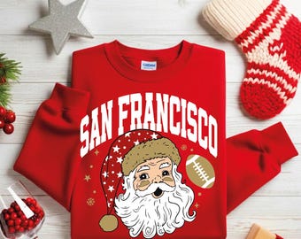Santa Claus retro San Francisco Football digital file | Christmas San Francisco football png |  Football Fan gift | Soccer Team