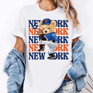 New York teddy bear baseball, New York baseball, New York Baseball png, Teddy Baseball Fan Gift, New York gift, game day outfit.