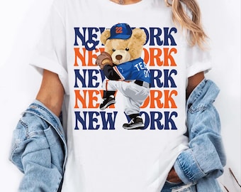 New York teddy bear baseball, New York baseball, New York Baseball png, Teddy Baseball Fan Gift, New York gift, game day outfit.