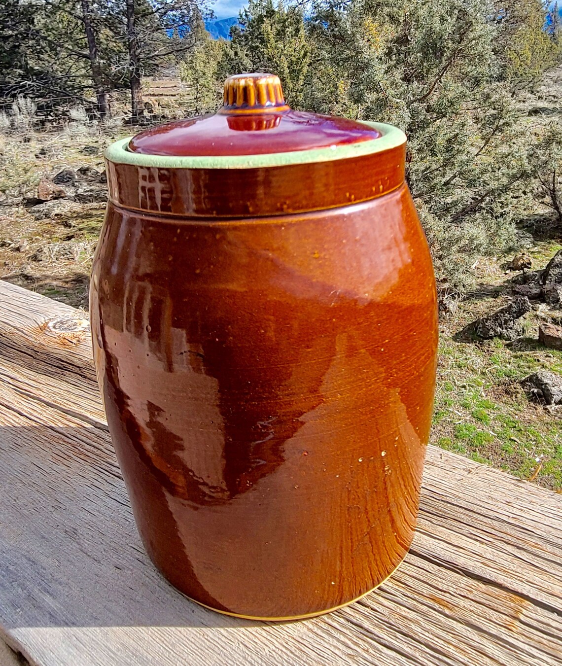 Large Vintage Hand Made Brown Clay Ceramic Pottery Cookie Jar Etsy