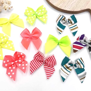 10 small satin and polyester bows, scrapbooking bows, sewing