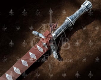Espada de la Gran Luz de Luna de Bloodborn: espada plateada para cosplay, decoración de jugador, fantasía, espada de alma dividida, Darksouls, regalo de Navidad para él.