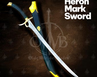 Handmade Heron Mark Sword Damascus Steel | Wheel of Time Inspired Fantasy Sword | Medieval Sword | Cosplay Sword